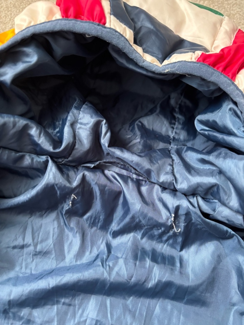 Hudson’s Bay Style Striped Toddler Puffer Jacket 12-24M Multicolor Hooded coat - Picture 9 of 12